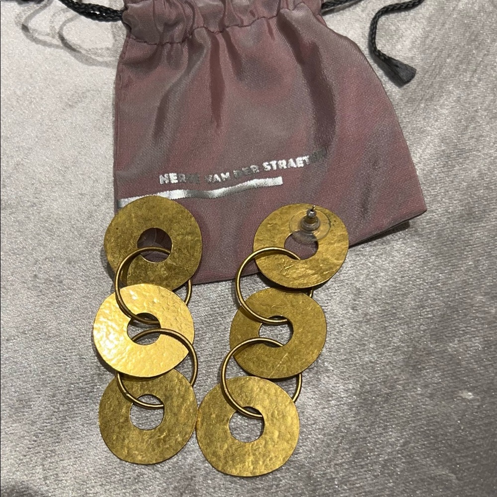 Herve’ Van der Straeten sculptural 24k gold plated earrings.
